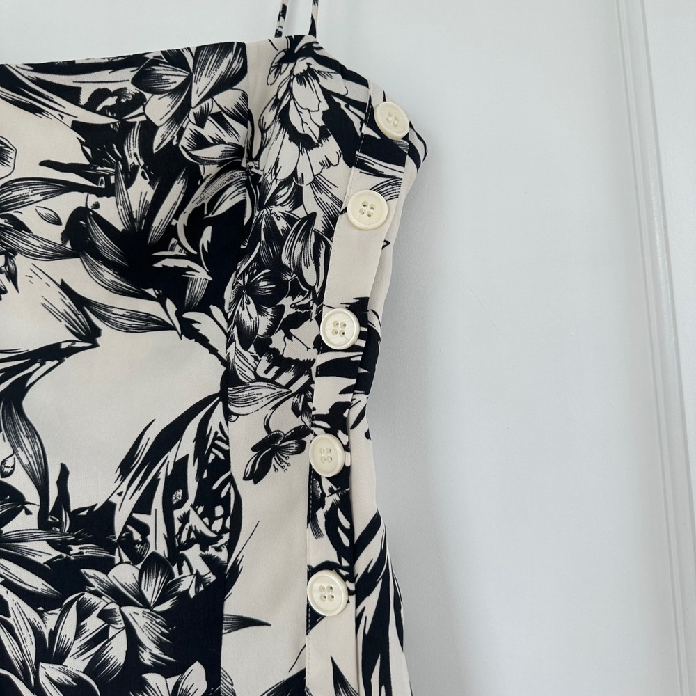 Superdown Sherry Floral Mini Dress Side Button Detail Black White XS Womens - Picture 8 of 13